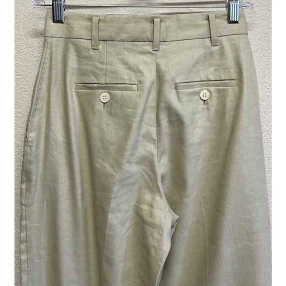 Aritzia Wilfred Trieste Linen Blend Pants Women Size 00 Beige Olive NEW - Picture 7 of 12